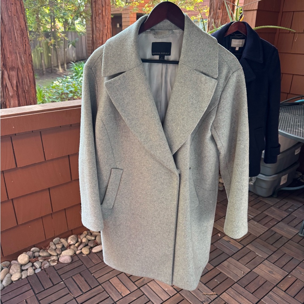 Banana Republic Women's Italian Melton Wool-Blend Car Coat - Heather Gray
